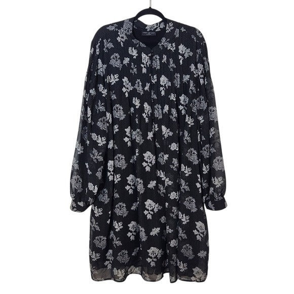 Lane Bryant Black Floral Dress with Pintucking Size 26/28 Plus Size Floral Dress