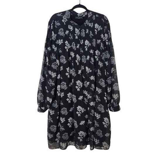 Lane Bryant Black Floral Dress with Pintucking Size 26/28 Plus Size Floral Dress