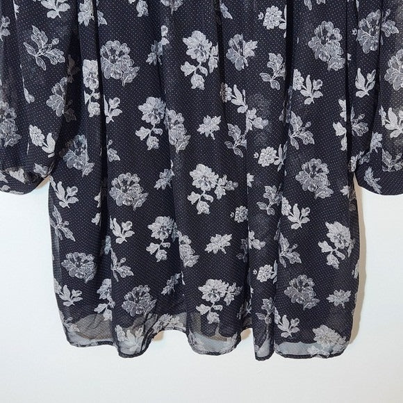 Lane Bryant Black Floral Dress with Pintucking Size 26/28 Plus Size Floral Dress