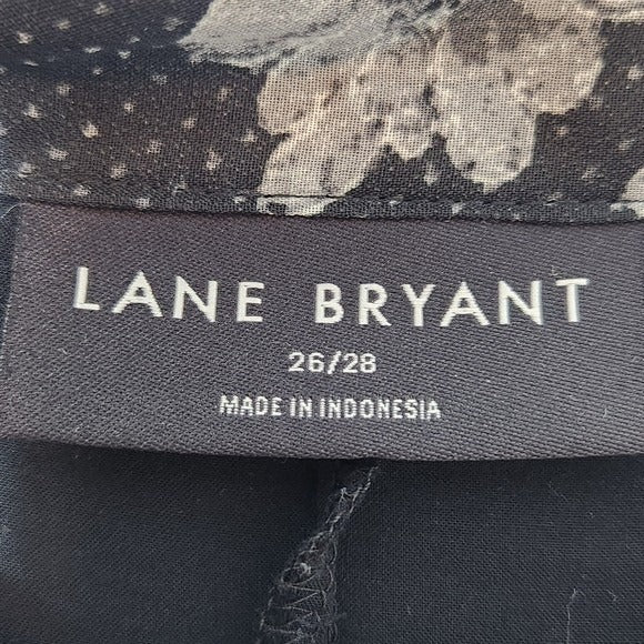 Lane Bryant Black Floral Dress with Pintucking Size 26/28 Plus Size Floral Dress