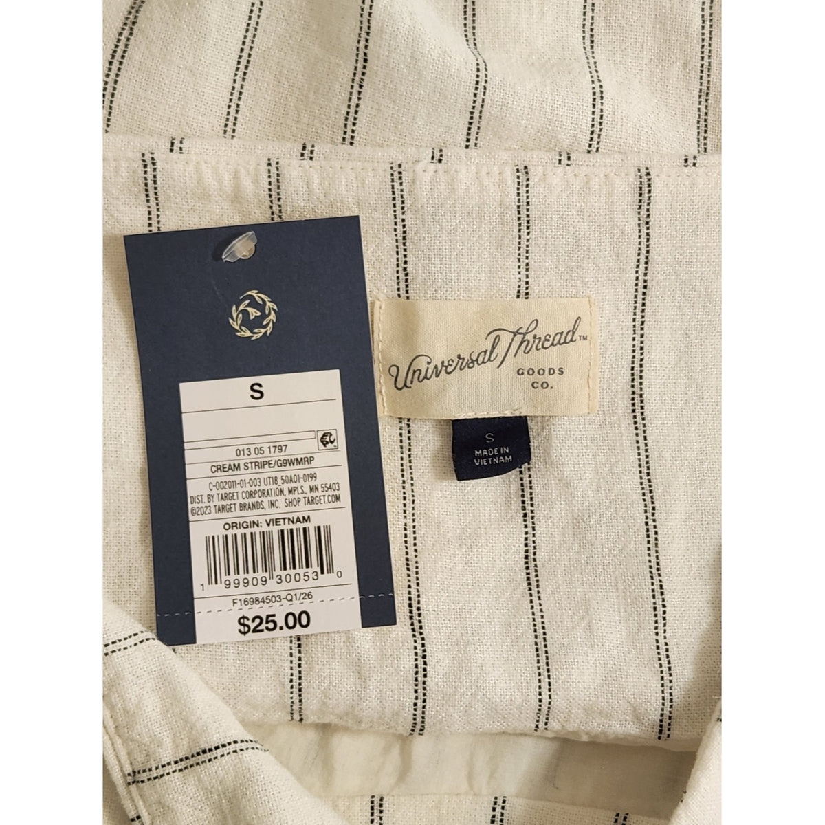 Universal Thread Off White Striped Linen Blend Mini Skirt Size Small NWT Flaw