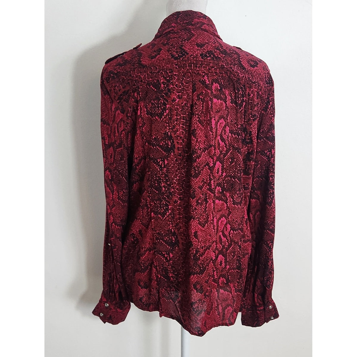 Cato Magenta and Black Snake Print Button-Up Blouse Size Large