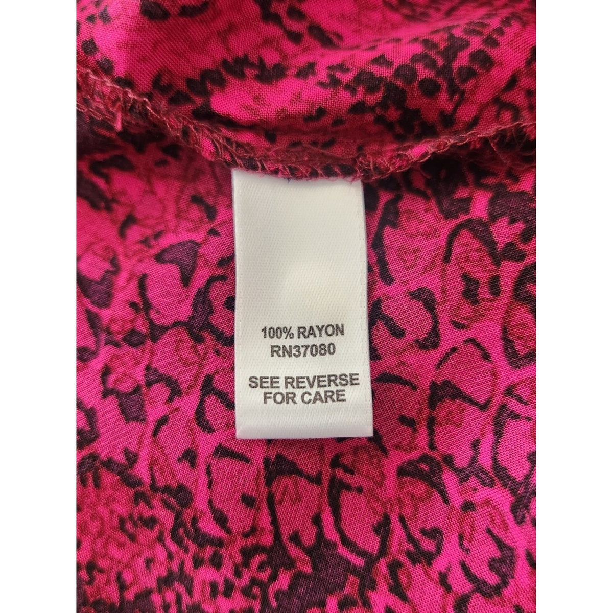 Cato Magenta and Black Snake Print Button-Up Blouse Size Large