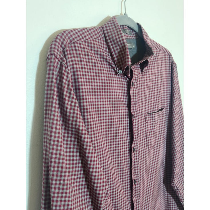 Daniel Cremieux Burgundy and Gray Check Dress Shirt Size Medium
