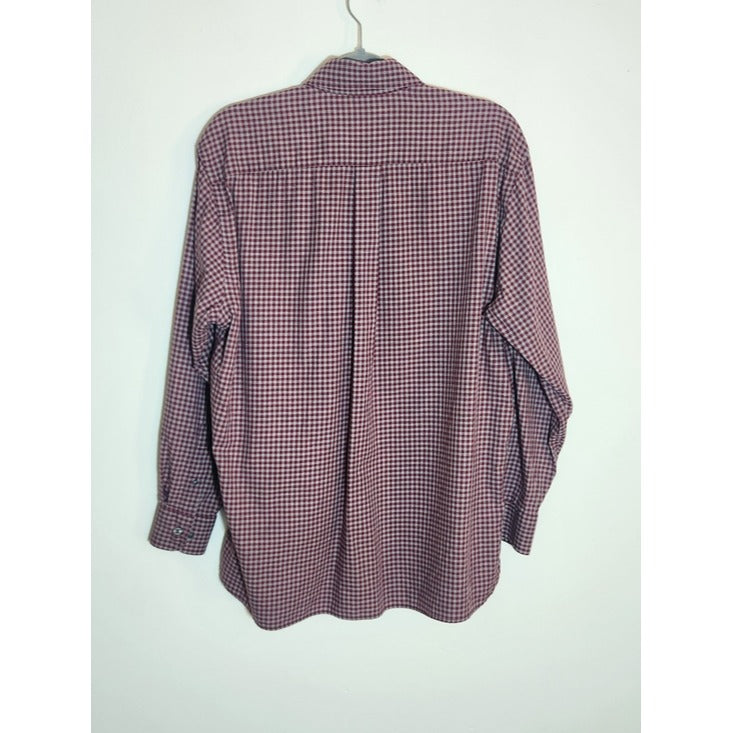 Daniel Cremieux Burgundy and Gray Check Dress Shirt Size Medium