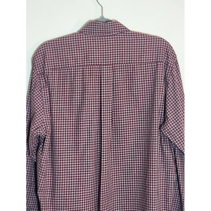 Daniel Cremieux Burgundy and Gray Check Dress Shirt Size Medium