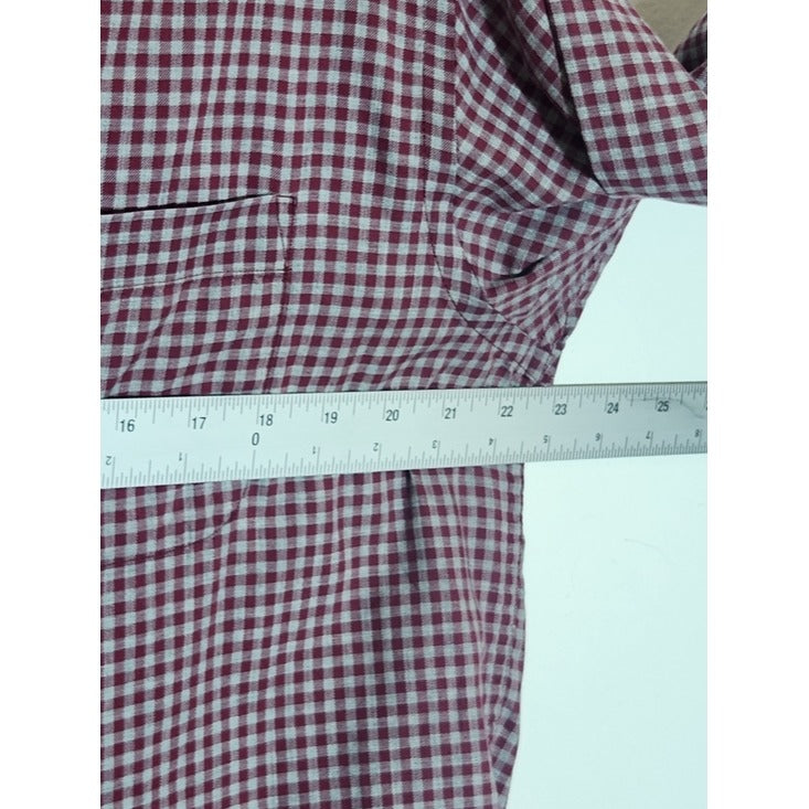 Daniel Cremieux Burgundy and Gray Check Dress Shirt Size Medium