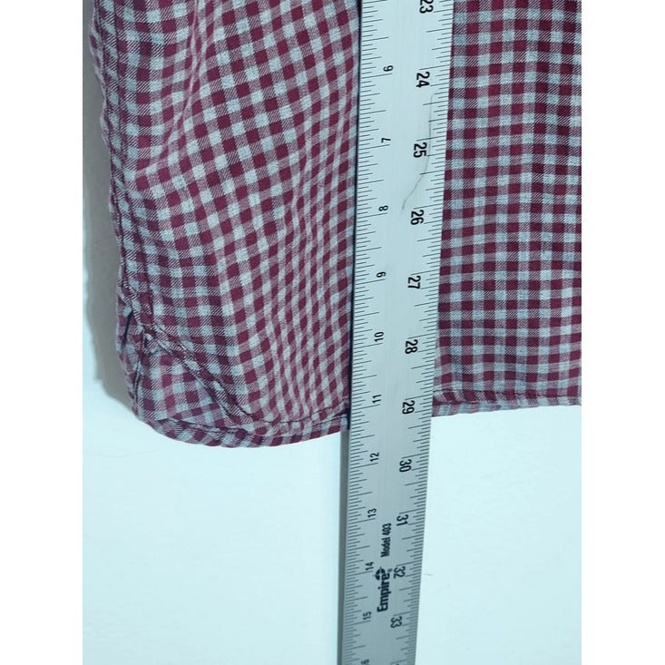 Daniel Cremieux Burgundy and Gray Check Dress Shirt Size Medium
