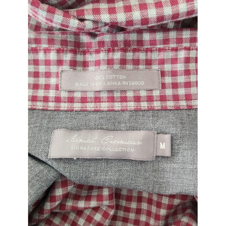 Daniel Cremieux Burgundy and Gray Check Dress Shirt Size Medium