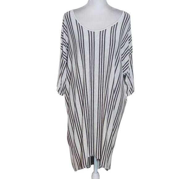 LuLaRoe Gray and Brown Stripe Tunic Size 2XL Lularoe Oversized Tunic