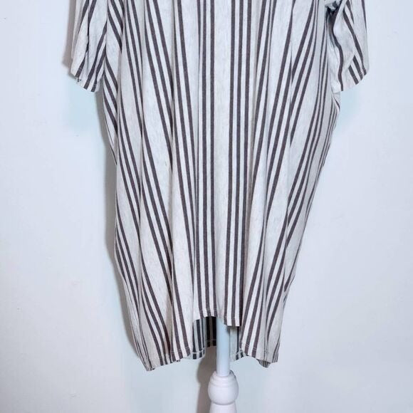 LuLaRoe Gray and Brown Stripe Tunic Size 2XL Lularoe Oversized Tunic