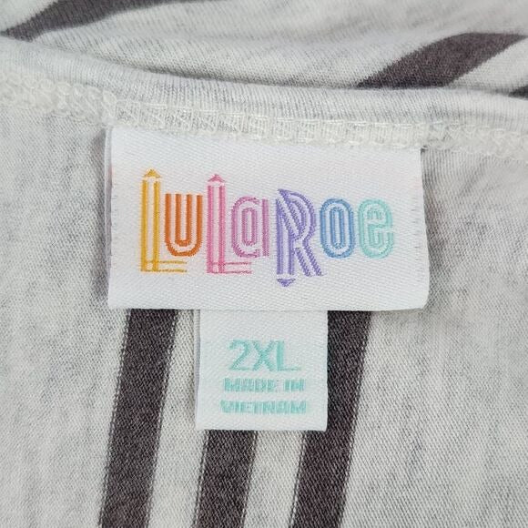 LuLaRoe Gray and Brown Stripe Tunic Size 2XL Lularoe Oversized Tunic