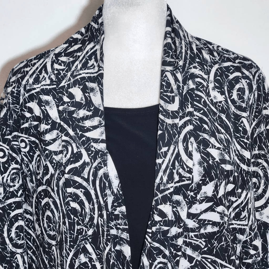 Christopher & Banks Layered Look Black and White Print Top Size Medium
