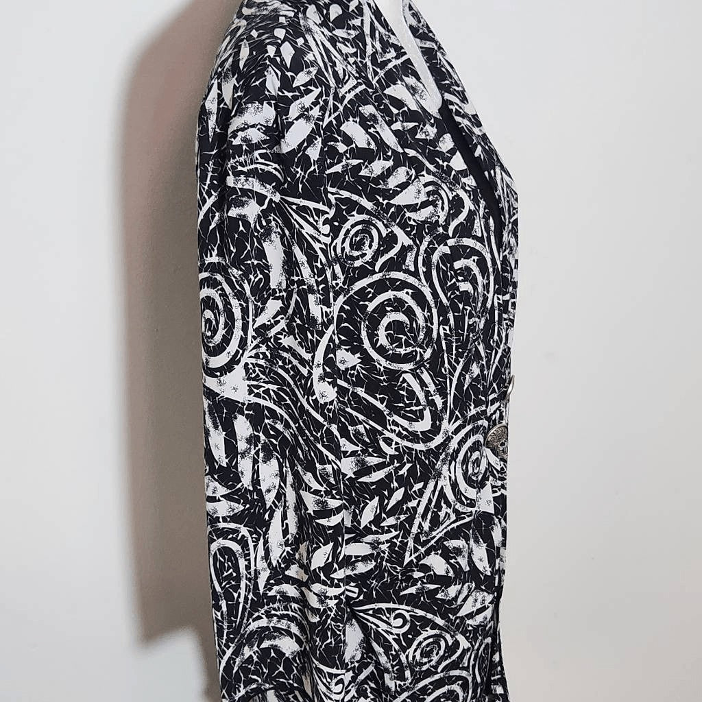Christopher & Banks Layered Look Black and White Print Top Size Medium