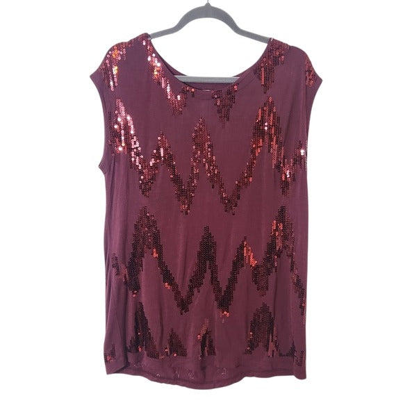 Kische Burgundy Sequin Top Size XL NWOT