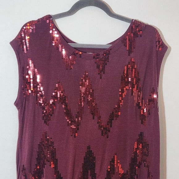 Kische Burgundy Sequin Top Size XL NWOT