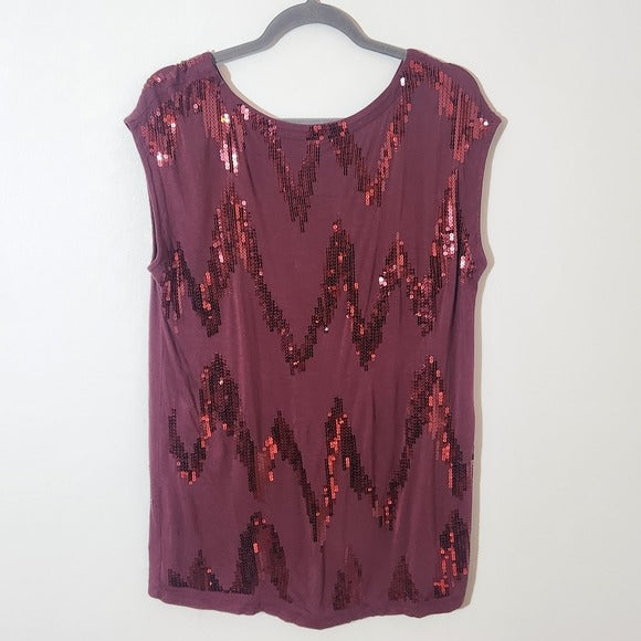Kische Burgundy Sequin Top Size XL NWOT