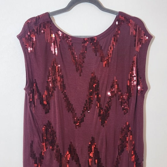 Kische Burgundy Sequin Top Size XL NWOT