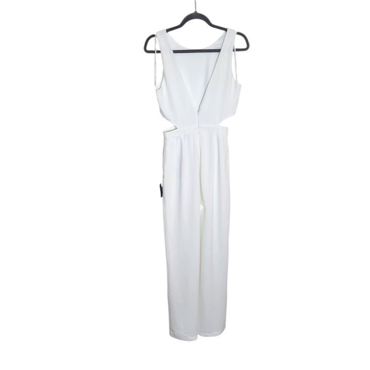 Lulus White Sleeveless Cut Out Wide Leg Jumpsuit Size Medium NWT
