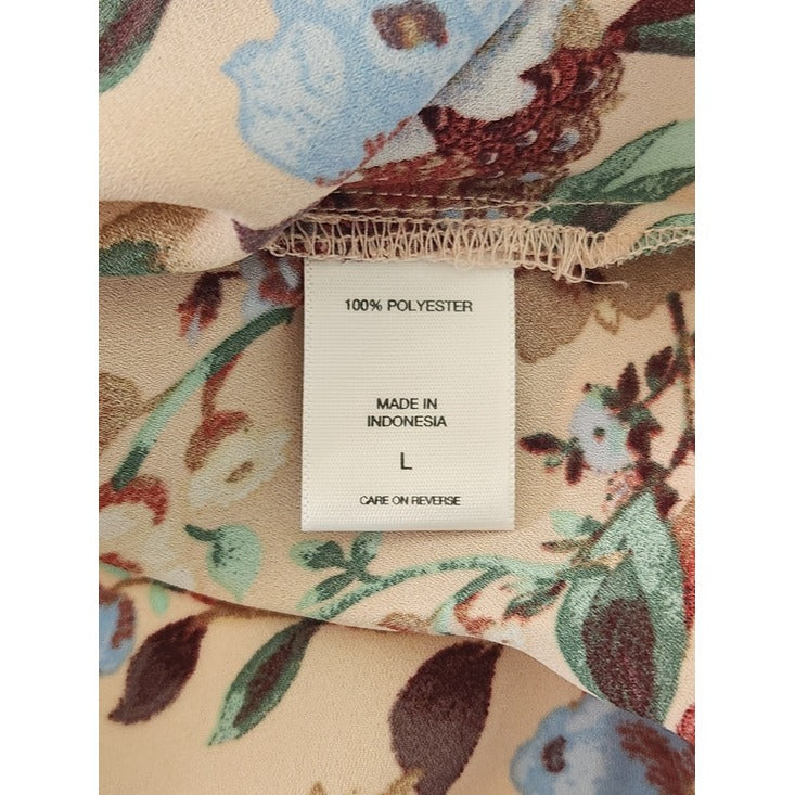 7th Avenue Pale Pink Floral Print Blouse with 3/4 Sleeves Size Large