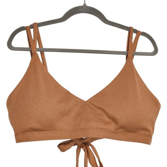 Terea by Andrea Pitter Terra Cotta Ribbed  Knit Tie-Back Bralette NWT Size XL