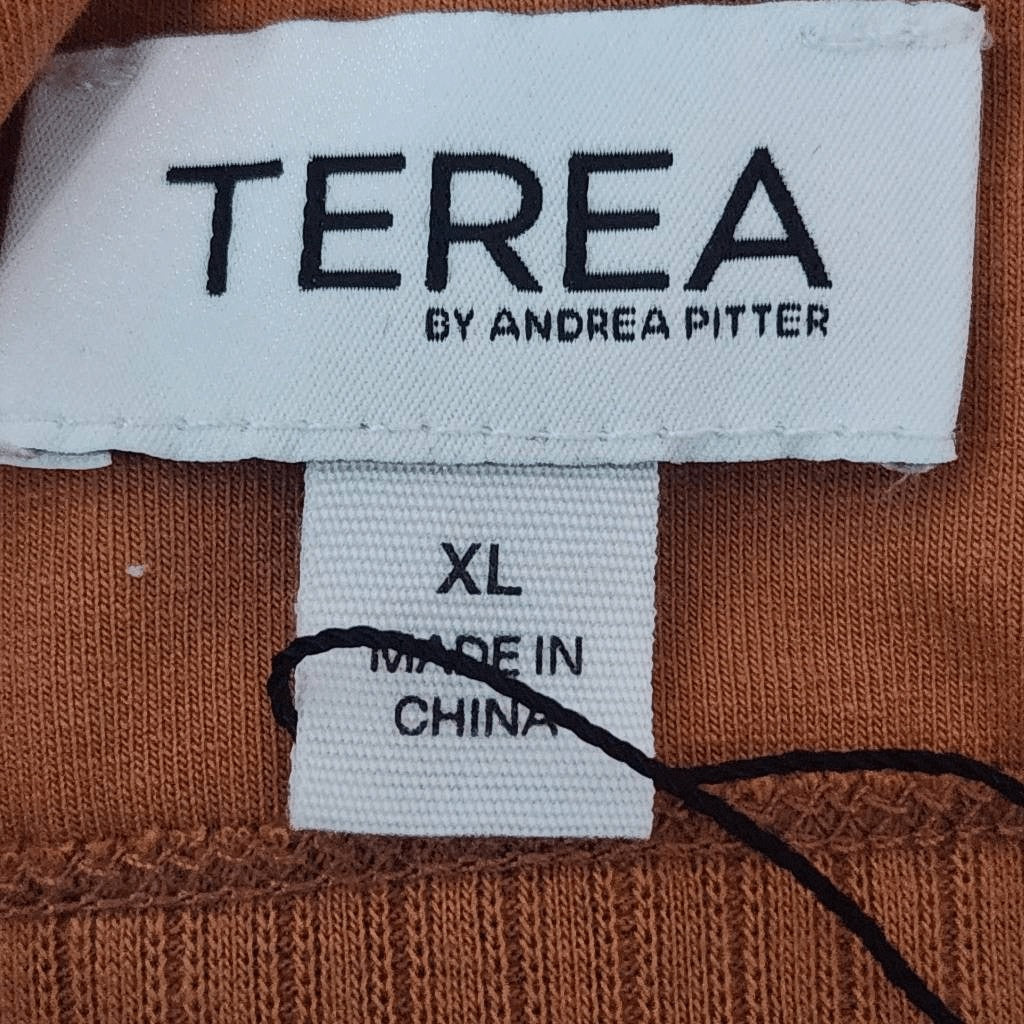 Terea by Andrea Pitter Terra Cotta Ribbed  Knit Tie-Back Bralette NWT Size XL