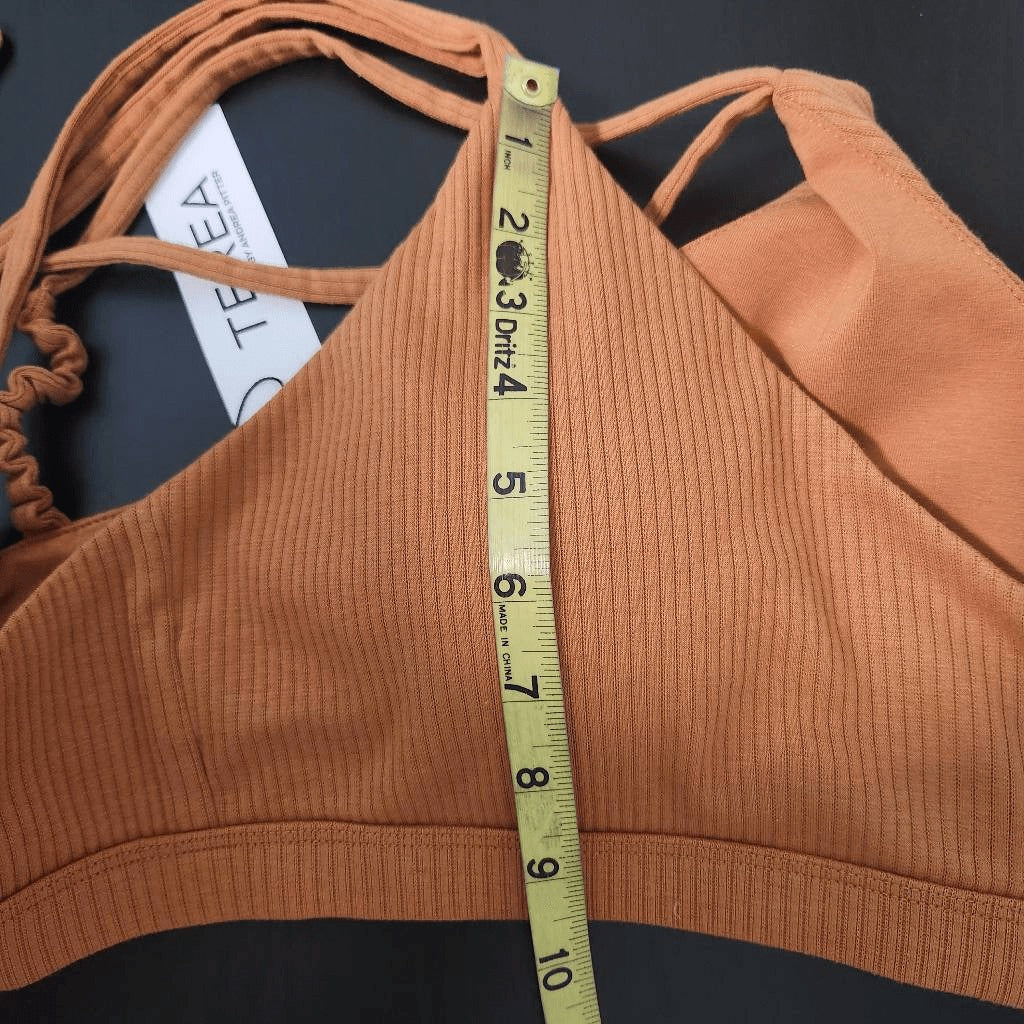 Terea by Andrea Pitter Terra Cotta Ribbed  Knit Tie-Back Bralette NWT Size XL