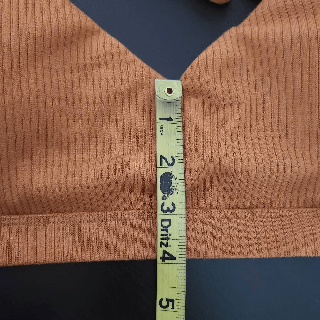 Terea by Andrea Pitter Terra Cotta Ribbed  Knit Tie-Back Bralette NWT Size XL