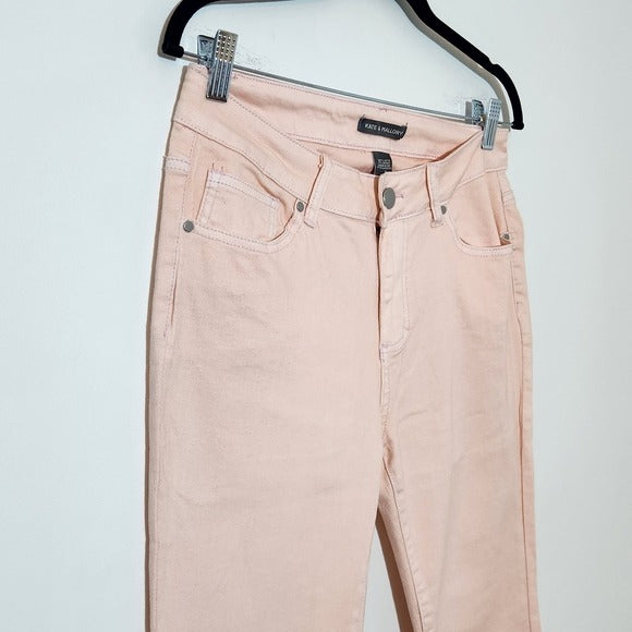 Kate & Mallory Pink Cropped Jeans with Ruffle Hem Size 8