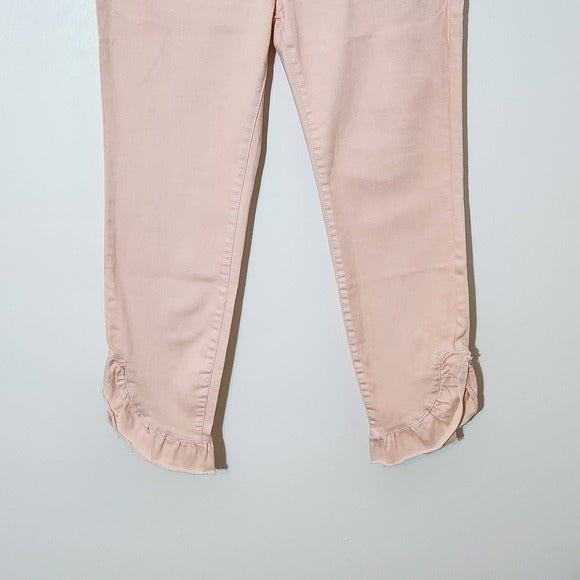 Kate & Mallory Pink Cropped Jeans with Ruffle Hem Size 8