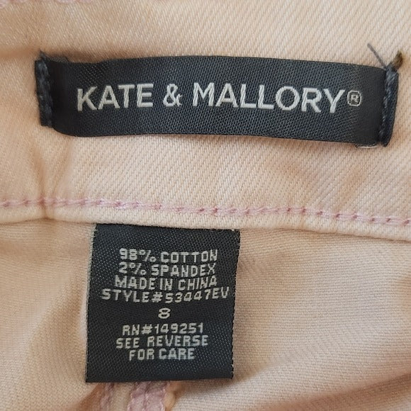 Kate & Mallory Pink Cropped Jeans with Ruffle Hem Size 8