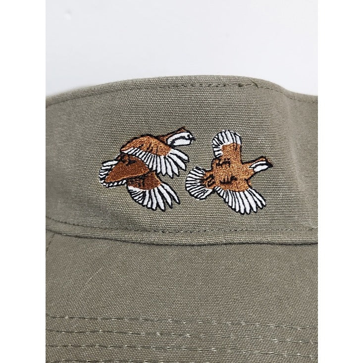 OC Distressed Olive Green Hunting Visor Adjustable Bird Embroidered Hat