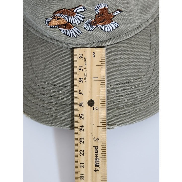 OC Distressed Olive Green Hunting Visor Adjustable Bird Embroidered Hat