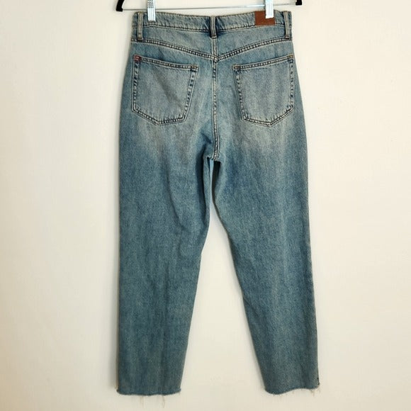 BDG Light Wash High-Rise Slim Straight Denim with Raw Edge Hem Size 29