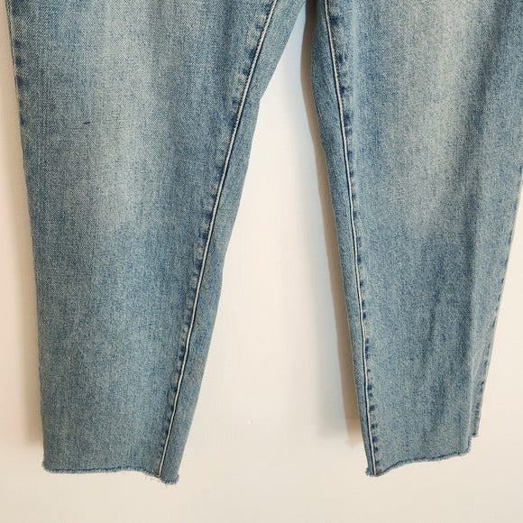 BDG Light Wash High-Rise Slim Straight Denim with Raw Edge Hem Size 29