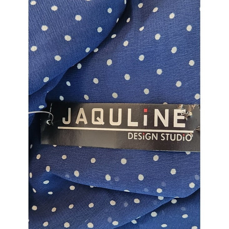 Jaquline Navy Polka Dot Wrap Look Dress Size Small NWT Wedding Guest Dress