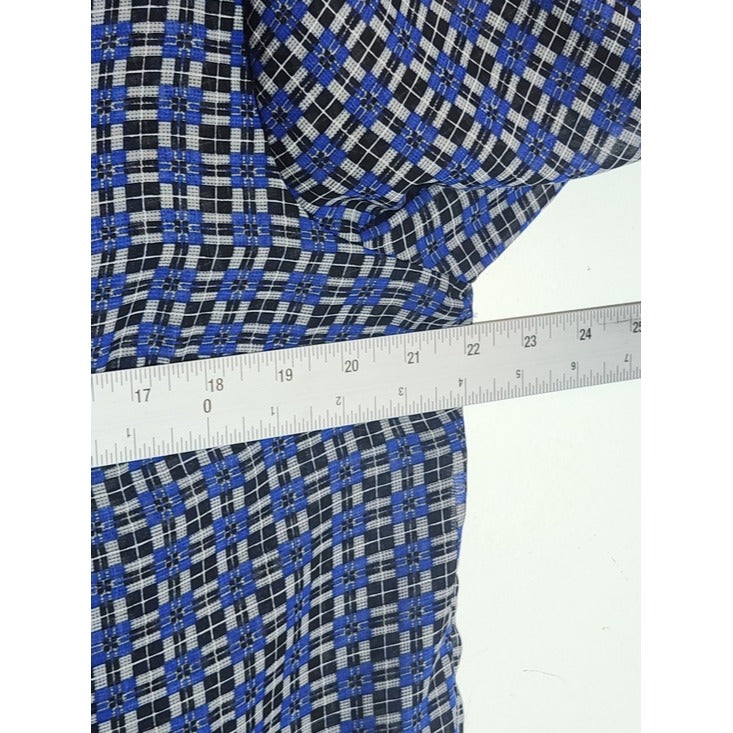 Mlle Gabrielle Blue and Black Print Button-up Sheer Tunic Size Large