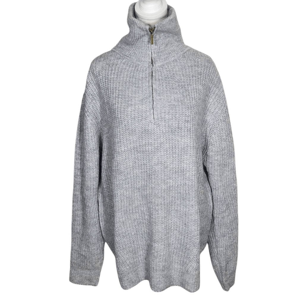 St. John's Bay Gray Sweater with Quarter-Zip Style Size XXL Soft Gray Sweater