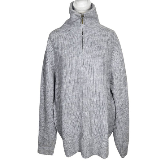 St. John's Bay Gray Sweater with Quarter-Zip Style Size XXL Soft Gray Sweater