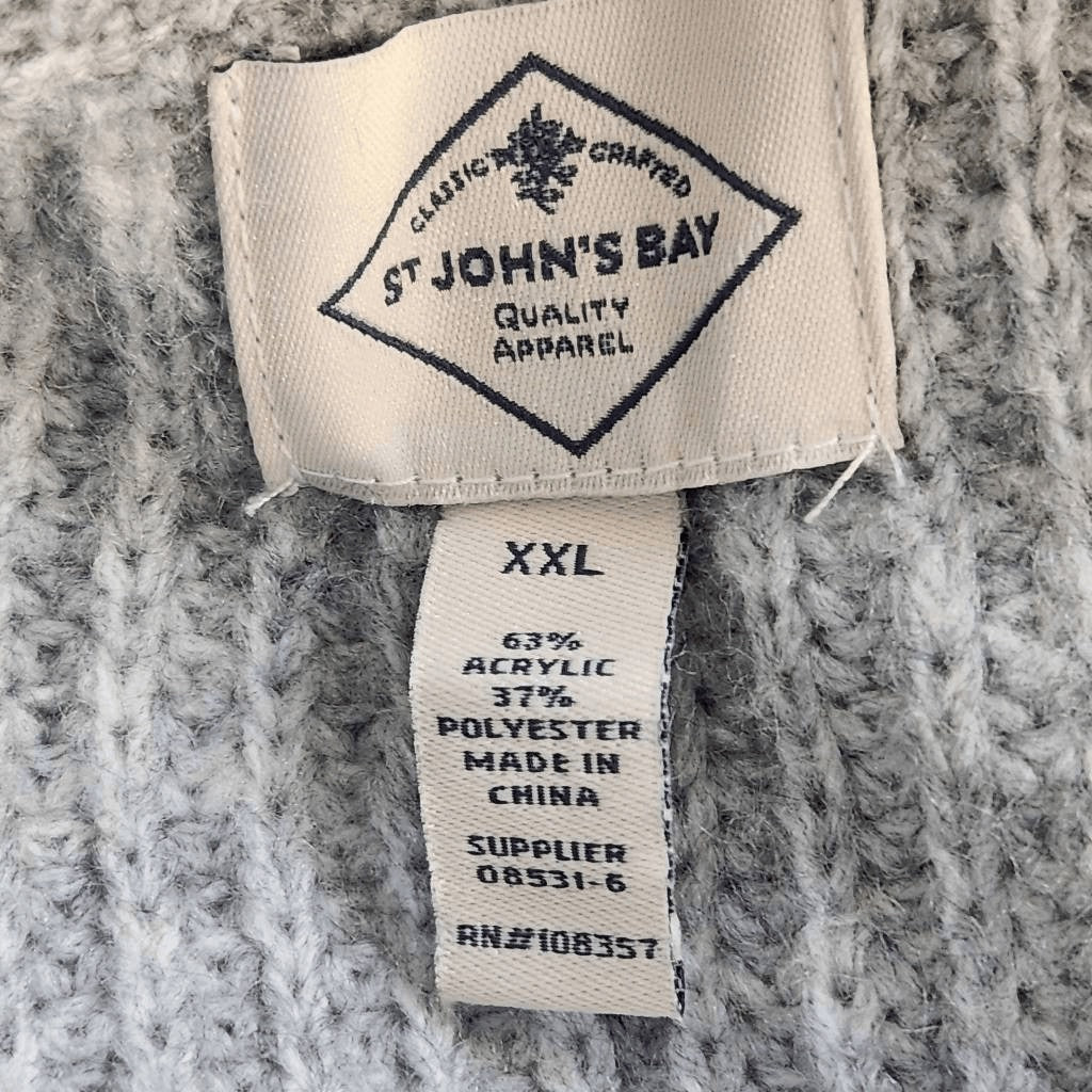 St. John's Bay Gray Sweater with Quarter-Zip Style Size XXL Soft Gray Sweater