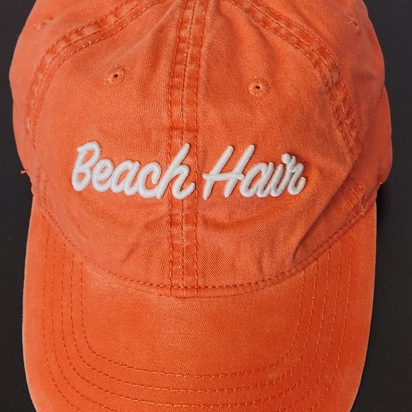 Distressed Beach Hair Coral Baseball Hat with White Embroidery One Size