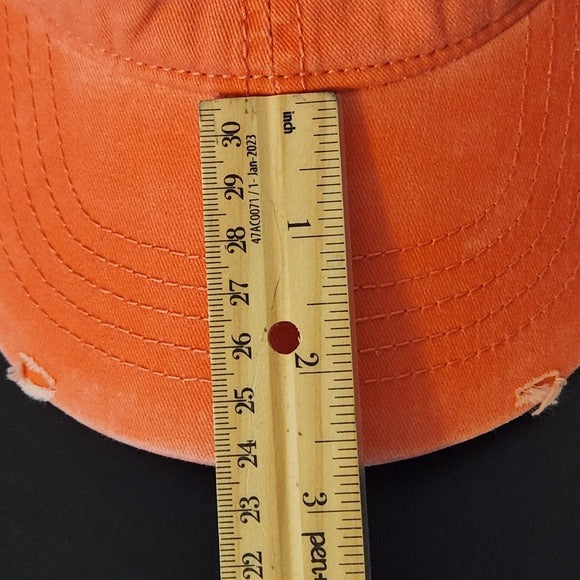 Distressed Beach Hair Coral Baseball Hat with White Embroidery One Size