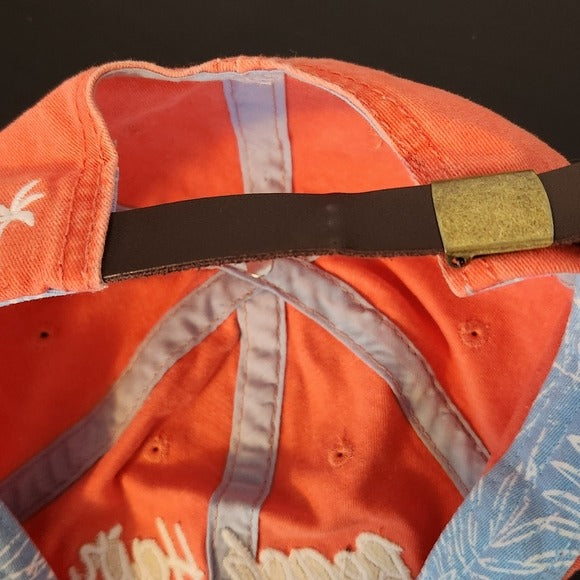 Distressed Beach Hair Coral Baseball Hat with White Embroidery One Size