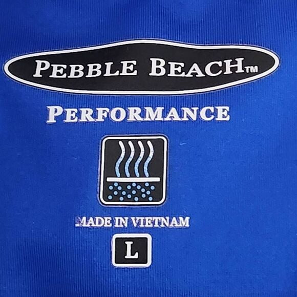 Pebble Beach Blue Short Sleeve Polo Shirt Size Large Blue Golf Polo Shirt