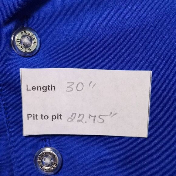 Pebble Beach Blue Short Sleeve Polo Shirt Size Large Blue Golf Polo Shirt