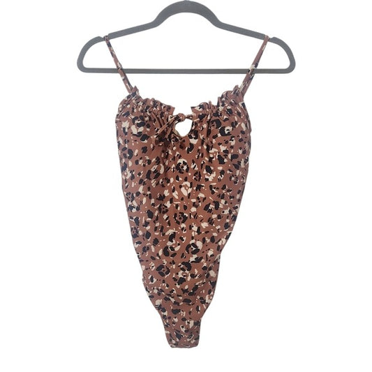 Old Navy Brown Leopard Print One-Piece Swimsuit NWT Size Small