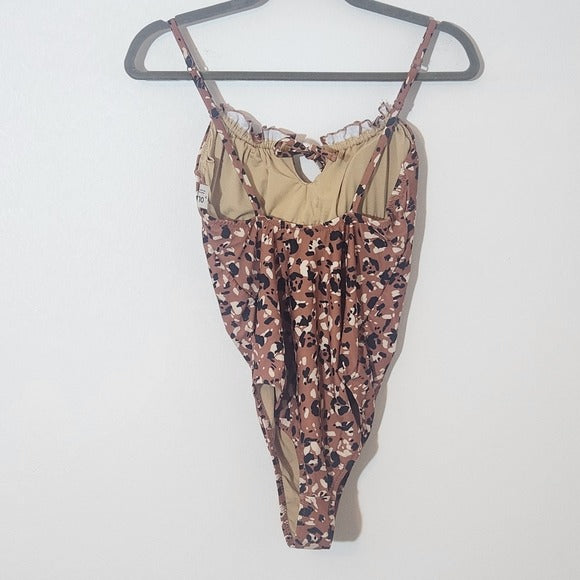 Old Navy Brown Leopard Print One-Piece Swimsuit NWT Size Small