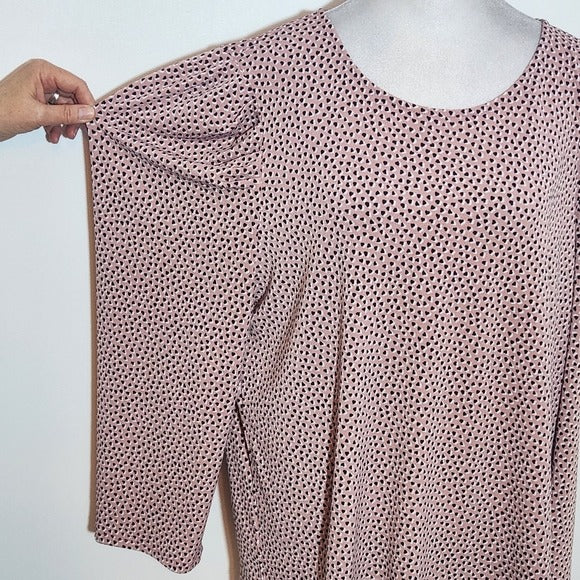 Adrianna Papell Pink Heart Print Blouse Size XL Pink and Black Blouse