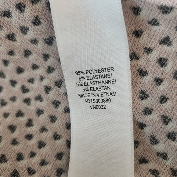 Adrianna Papell Pink Heart Print Blouse Size XL Pink and Black Blouse