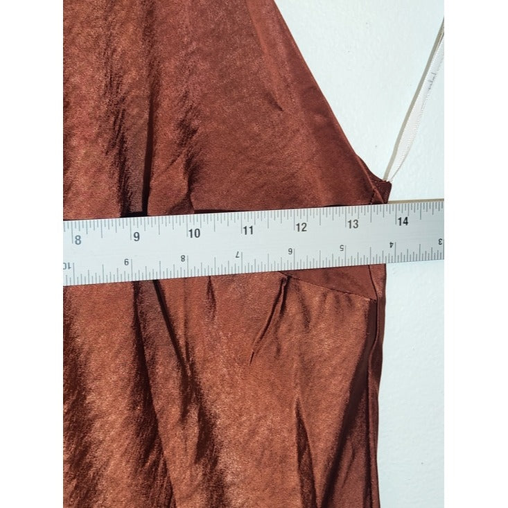 Lulus Brown Satin Halter Maxi Dress Size Small NWT Wedding Guest Dress